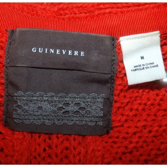 GUINEVERE Anthropologie Coral Orange Knit Open Cardigan Sweater Size M - Picture 11 of 12